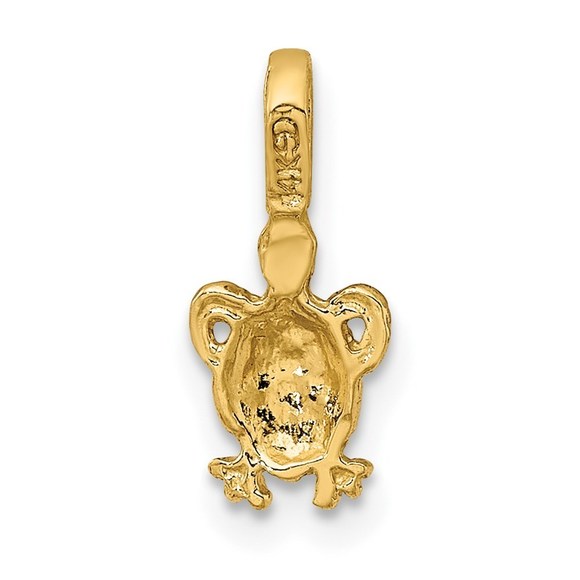 14k Yellow Gold Mini Sea Turtle with Fixed Bail Necklace Charm Pendant - Picture 4 of 4